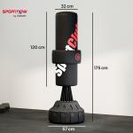 Saco de Boxe de Pé Faixa de Altura Ajustável 65 – 175 cm Base Recarregável com Ventosas A 57x57x175 cm Preto
