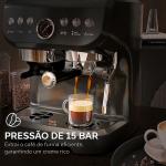 Máquina de Café Expresso 15 Bares 1600 W com Moinho de 15 Níveis e Vaporizador de Leite para Cappuccino e Latte Preta