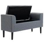 Banco para Pé de Cama Acolchoado com Espaço de Armazenamento Banco Multifuncional com Braços Tampa e Pés de Madeira para Dormitórios Sala de Estar 116x44x58 cm Cinza