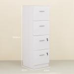 Gaveteiro de Escritório com 4 Gavetas Fechadura e Suportes Ajustáveis para Documentos A4 e Letter Branco 40x42x130,8 cm Branco