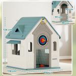 Casa de Brincar para Crianças 5 em 1 Casa de Jardim com Lançamento de Anéis Basquetebol Futebol Dardos 132x118x124 cm B