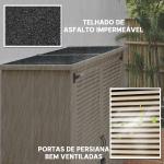 Armário de Jardim de Madeira 0,83 m² 127x65x168 cm com 2 Portas de Persiana 2 Prateleiras 2 Alças e Telhado Impermeável Natural