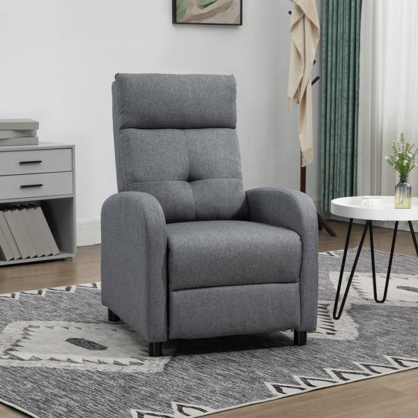 Poltrona Relax Reclinável até 155° Poltrona Reclinável Manual Estofado para Pessoas com Altura Inferior 195 cm 67x87x98 cm Cinza