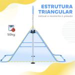 Barra de Ginástica para Crianças com Altura Ajustável em 5 Níveis Anéis e Dobrável 148x105x88 - 128 cm Azul