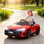 Carro Elétrico AUDI RS E - Tron GT 12V com 2 Motores Controlo Remoto Faróis LED Buzina Música USB 3 - 5km/h 103x58x41 cm Vermelho