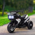 Motocicleta Elétrica Infantil com 3 Rodas para Crianças acima de 3 anos Bateria 6V com Luzes e Música 86x42x52 cm Branco