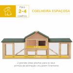 Coelheira de Exterior Grande Gaiola de Madeira para 2 - 4 Coelhos com Teto Asfáltico Recinto de Arame Bandeja Removível e Rampas 210x45,5x84,5 cm Natural