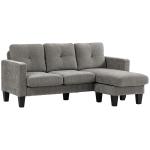 Sofá Chaise Longue Sofá em Forma de L Estofado em Poliéster Sofá de Canto Reversível 186x130x84 cm Marrom Acizentado