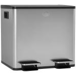 Balde de Lixo de Cozinha com 2 Compartimentos 2x15L Fechamento Suave e Rolo de 30 Bolsas de Lixo 41,7x36,6x43,2 cm Prata