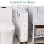 Armário Casa de Banho para Espaços Reduzidos com 4 Rodas Prateleira Aberta e Gavetas 16x52x71,5 cm Branco