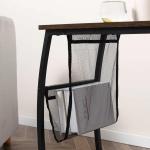 Mesa Auxiliar para Sofá e Cama em Forma de C com Bolso de Armazenamento Mesa Lateral de Estilo Industrial 52x35x64,5cm Marrom Rústico