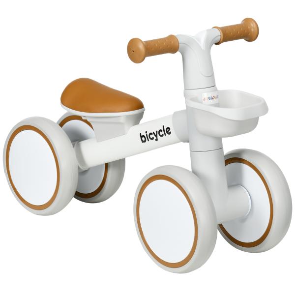 Bicicleta sem Pedais para Crianças de 12 - 36 Meses Bicicleta de Equilíbrio com Assento Ajustável 56x27x39 cm Marrom