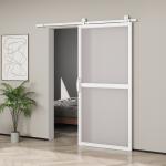 Ferragem para Porta de Correr Kit de Acessórios para Porta Corredeira com 2 Trilhos de Aço de Carbono 200x40x0,6 cm Branco