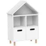 Estante para Livros Infantil de 3 Níveis em Forma de Casa com 3 Prateleiras e 2 Armários, para Crianças dos 3 aos 8 Anos, Branco