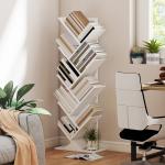 Estante em Forma de Árvore de 9 Níveis Estante de Livros com 9 Prateleiras e Estrutura de Aço 50x24x136 cm Branco
