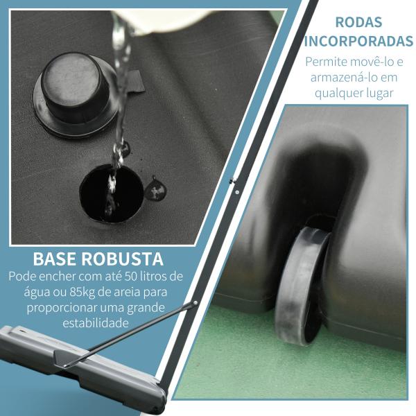 Tabela de Basquetebol Portátil Ajustável em Altura com Base Recarregável para Crianças e Adultos 86x165x302 - 352 cm Preto