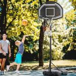 Tabela de Basquetebol para Exterior Altura Ajustável 160 - 210 cm com Rodas e Base Preenchível 76x48x254 cm Preto