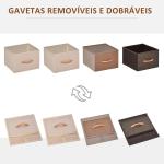 Cómoda de Tecido com 4 Cestos Removíveis e Dobráveis Base Elevada Móvel de Armazenamento para Dormitório Sala de Estar 31x29x99cm Multicor