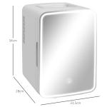 Mini Frigorífico para Cosméticos 10L 12V/240V para Arrefecer e Aquecer com Espelho de Luzes LED 23,5x28x34 cm Branco