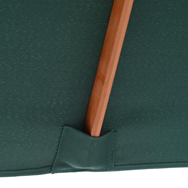 Chapéu de Sol de Jardim 200x150x230cm Chapéu de Sol Retangular Inclinável com Polia Duplo Teto e Mastro Desmontável de Madeira para Terraço Pátio Verde
