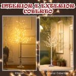 Árvore Cerejeira com 120 Luzes LED IP44 Banco Quente com Luz Ajustável em 3 Modos 21x21x150 cm Branco