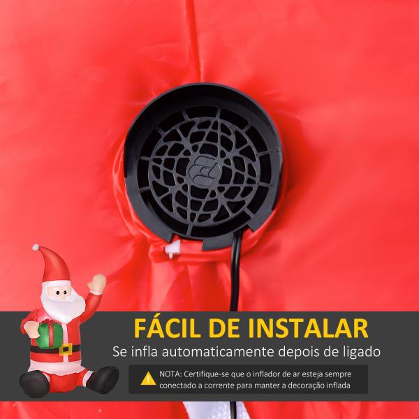 Pai Natal Insuflável de 1,2 m com Presente Decoração de Natal Iluminação LED 70x50x120cm Multicolorido