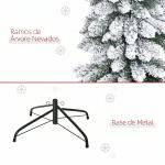 Árvore de Natal Estreita Nevada 180 cm com 395 Ramos e Suporte Metálico Dobrável para Sala de Estar, Interior, Verde