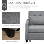 Sofá - cama Individual Poltrona com encosto reclinável Almofada removível Assento acolchoado e 4 rodas 69x82.5x84 cm Cinza