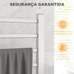 Toalheiro Elétrico de Parede ou Solo 150 W com Função de Temporizador e 8 Barras para Casa de Banho 53x35x90 cm Prata