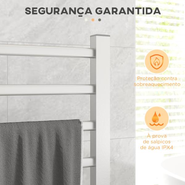 Toalheiro Elétrico de Parede ou Solo 150 W com Função de Temporizador e 8 Barras para Casa de Banho 53x35x90 cm Prata