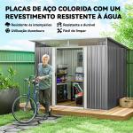 Abrigo de Jardim 4,5 m² 260x194x200 cm Abrigo Exterior Metálico com 2 Portas Deslizantes para Armazenamento de Ferramentas Cinza