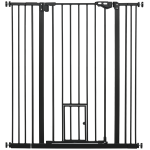 Barreira de Segurança para Cães com Porta Pequena Fechamento Automático e Sistema Duplo de Bloqueio 74 - 101x104,1 cm Preto