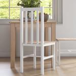 Conjunto de 2 Cadeiras de Sala de Jantar com Encosto de Ripas Estrutura de Madeira de Pinho 38,5x47,5x99 cm Branco