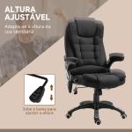 Cadeira para Secretaria c/ 6 Pontos de Massagem Reclinável até 130° com Aquecimento Preto