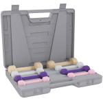 Conjunto de Halteres de 8 Peças 2x0,5 kg 2x1 kg 2x1,5 kg 2x2 kg Antiderrapantes com Mala de Transporte Multicoloridos