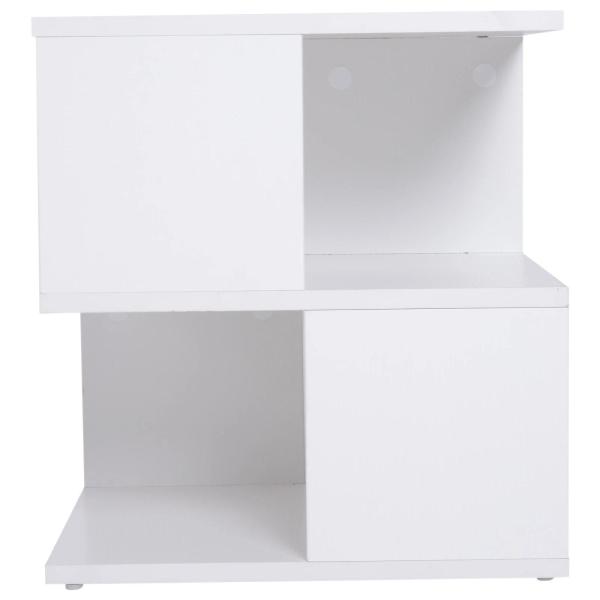 Mesa Auxiliar Mesa de Cabeceira de 2 Níveis com Prateleira de Armazenamento para Sala Quarto Estante 40x40x43 cm Branco