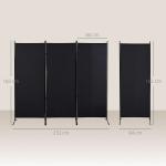 Biombo de 3 Paineis Separador de Ambientes Dobrável Biombo de Privacidade com 6 Pés de Metal 253x50x182 cm Preto