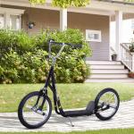 Trotinete para Crianças acima de 5 anos Scooter de 2 Rodas Grandes Insufláveis de 16 Polegadas com Freios e Guidão Ajustável em Altura 143x58x92 - 100cm Preto