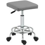 Banco Giratório com Rodas Altura Regulável 50 - 66 cm Assento Estofado em Imitação de Couro 34x34x50 - 66 cm Cinzento