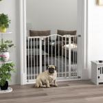 Barreira de Segurança para Cães com Largura Ajustável 74 - 100 cm e Extensões para Escadas e Portas Branco