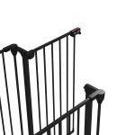 Barreira para Cães de Aço Barreira de Segurança para Animais de Estimação Dobrável de 3 Painéis Duplo Fechamento 206x90 cm Preto