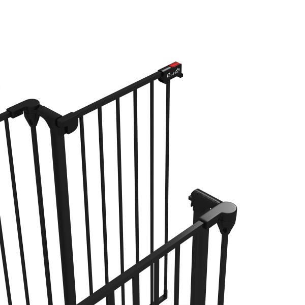 Barreira para Cães de Aço Barreira de Segurança para Animais de Estimação Dobrável de 3 Painéis Duplo Fechamento 206x90 cm Preto