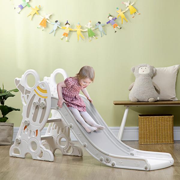 Escorregador para Crianças de 18 - 36 Meses com 3 Degraus Antiderrapantes 157x46,5x80 cm Cinza