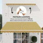 Toldo Manual Retrátil 350x250 cm com Manivela de Metal Impermeável e Anti - UV para Jardim Terraço Janelas Cinza e Amarelo