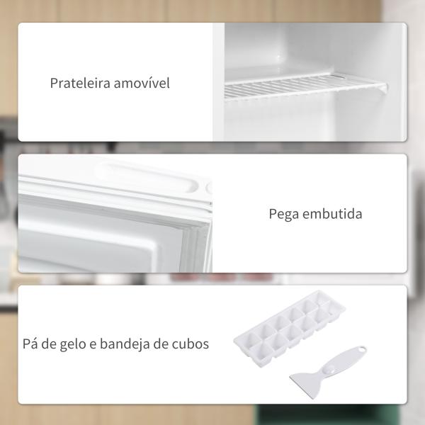Mini Congelador Vertical 35 L Silencioso com Porta Reversível Temperatura Ajustável e Prateleira Amovível 47x44,2x48,8 cm Branco