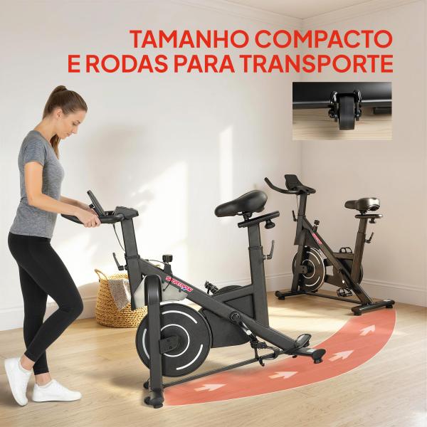 Bicicleta Estática com Resistência Magnética Regulável Ecrã LCD Volante Assento e Guiador Ajustáveis Preto