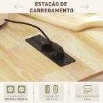Ilha de Cozinha com Rodas Carrinho de Cozinha com Tomada USB Bancada Rebatível 2 Gavetas 119,5x74x94,5 cm Branco