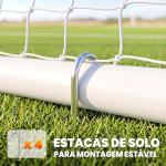 Baliza de Futebol com Suporte de Metal e Rede para Treino e Diversão de Futebol no Jardim Ar Livre 186x62x123 cm Branco
