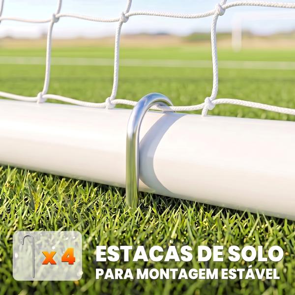 Baliza de Futebol com Suporte de Metal e Rede para Treino e Diversão de Futebol no Jardim Ar Livre 186x62x123 cm Branco