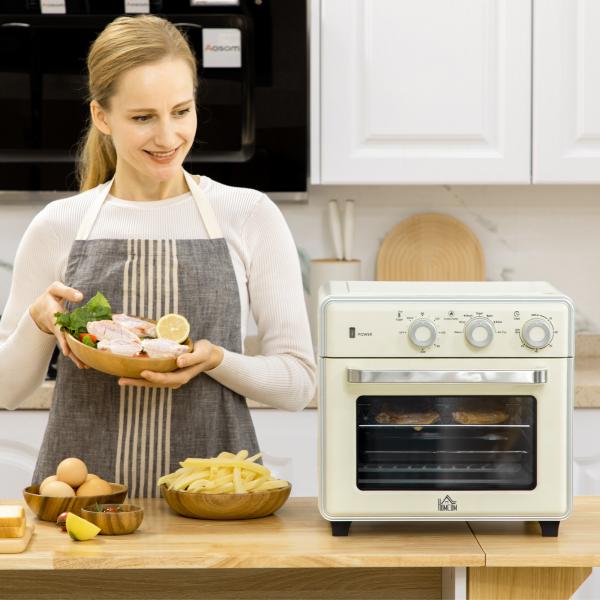 Mini Forno Elétrico de Bancada com Convecção 20 L 1400 W, 7 Funções, 90 - 230 °C, Temporizador 60 Min, Creme